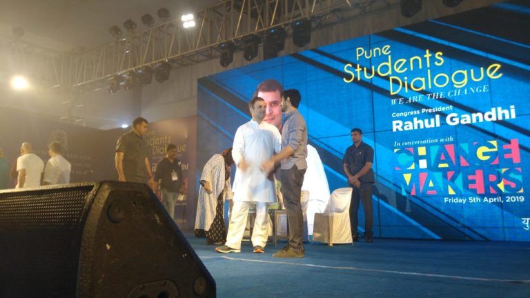 Rohit Soni during the live session of ‘Mr. Rahul Gandhi’ Student Dialogue’ in Pune.