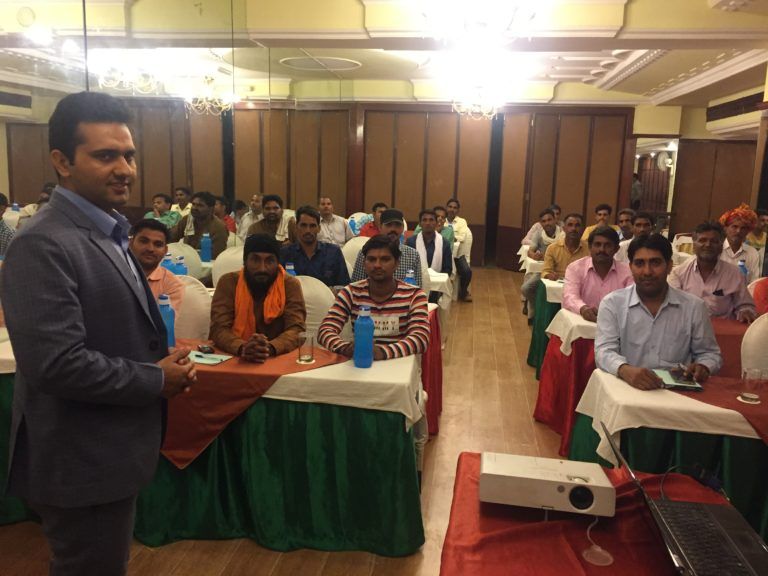 Mr. Rajendra Lora in a meeting with the farmers at the help centers