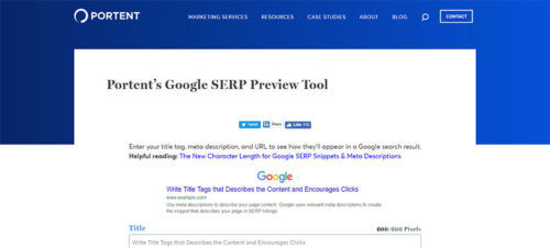 Portent’s Google SERP Preview Tool. Image: shinzoo.com
