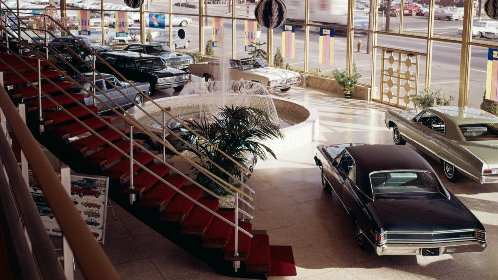 Showfloor of a Chevrolet dealer in 1967 according to Automobile Magazine