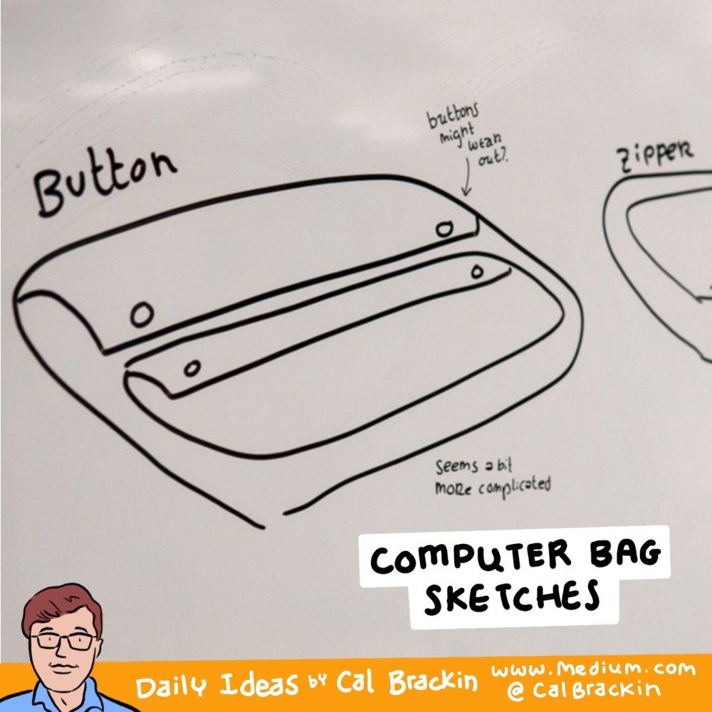 Sketches of bag designing by Cal Brackin
