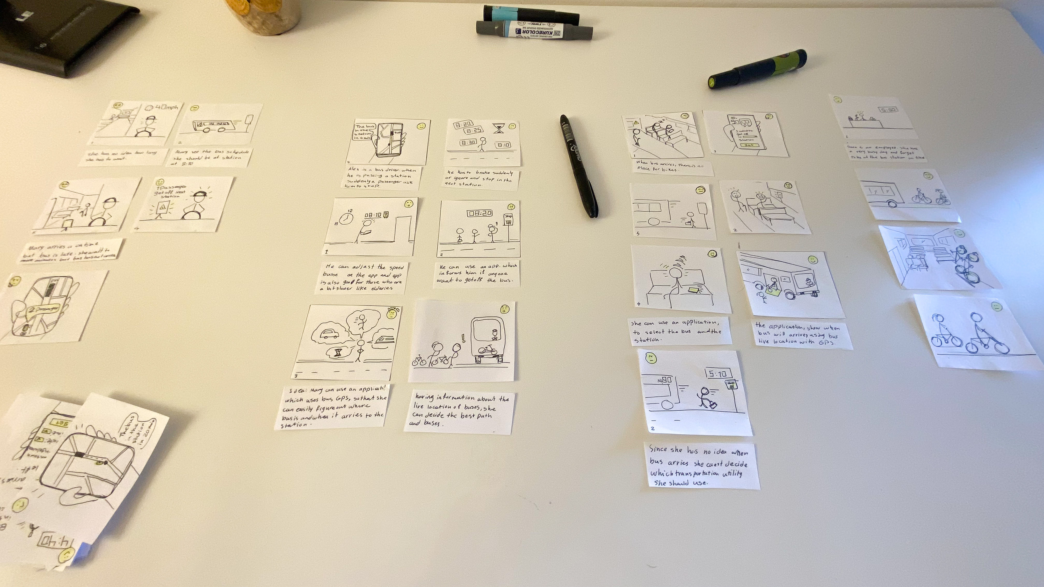 Fig.2: An example using storyboarding in an application I have designed to improve the experience of using public transportation.