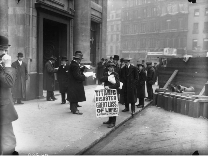 A newspaper boy, Ned Parfett, sells papers outlining the Titanic disaster in 1912. The term 
Clickbait 
a new one but the phenomenon is as old as the news business. The scale of is now at astronomical levels. Source — Getty Images