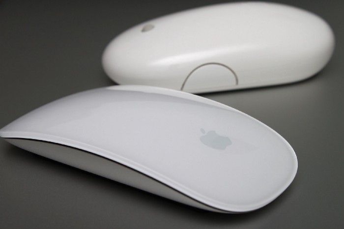 A Magic Mouse compared to a Mighty Mouse in the background — Courtesy of Yutaka Tsutano