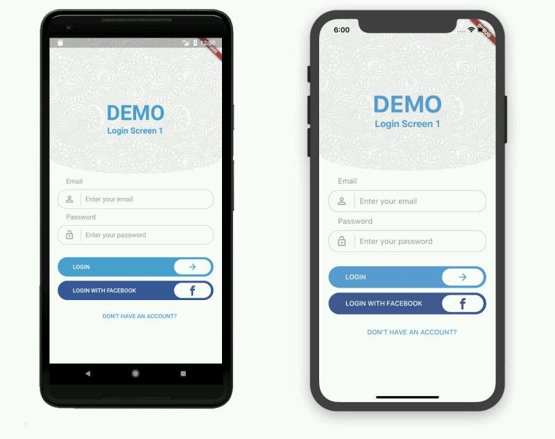 A demo application screen painted by the same Flutter engine on Android and iOS devices