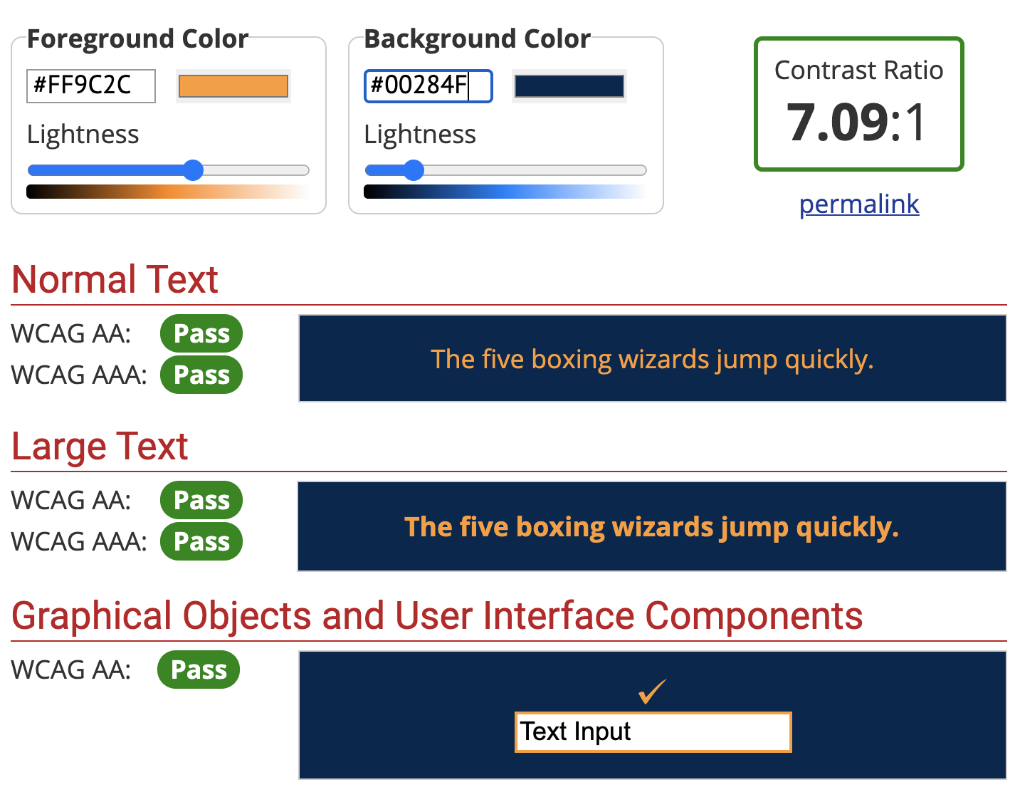 Color accessibility guidelines passed example