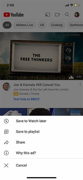 Election Ad with Joe Biden’s full name in the title, a direct violation of Google’s Election Ad policies.