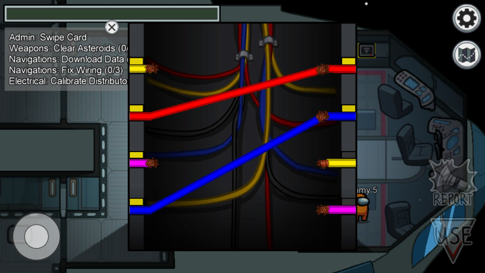 Match the wire colors. Source: Among Us Wiki