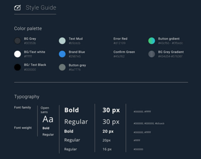 Style Guide of one of my projects