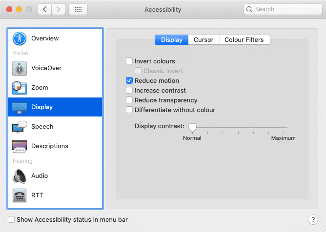 Apple system accessibility preferences