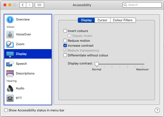 Apple system accessibility preferences
