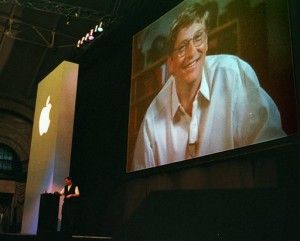 Bill Gates over Steve Jobs at the Boston Macworld Expo August 6, 1997