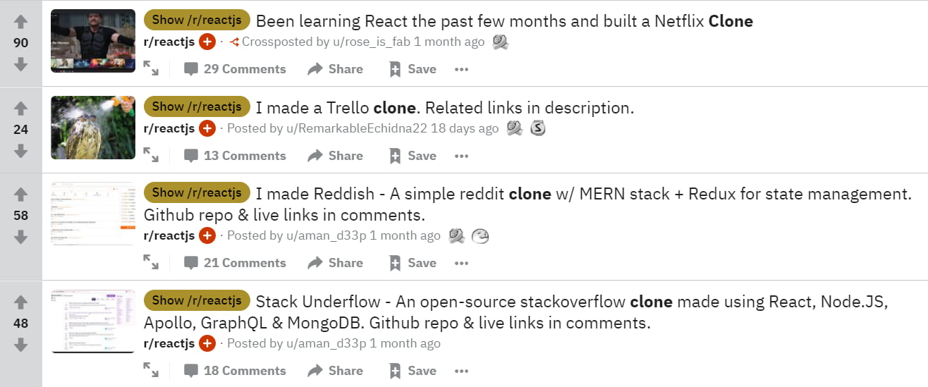 devs sharing their projects in r/reactjs