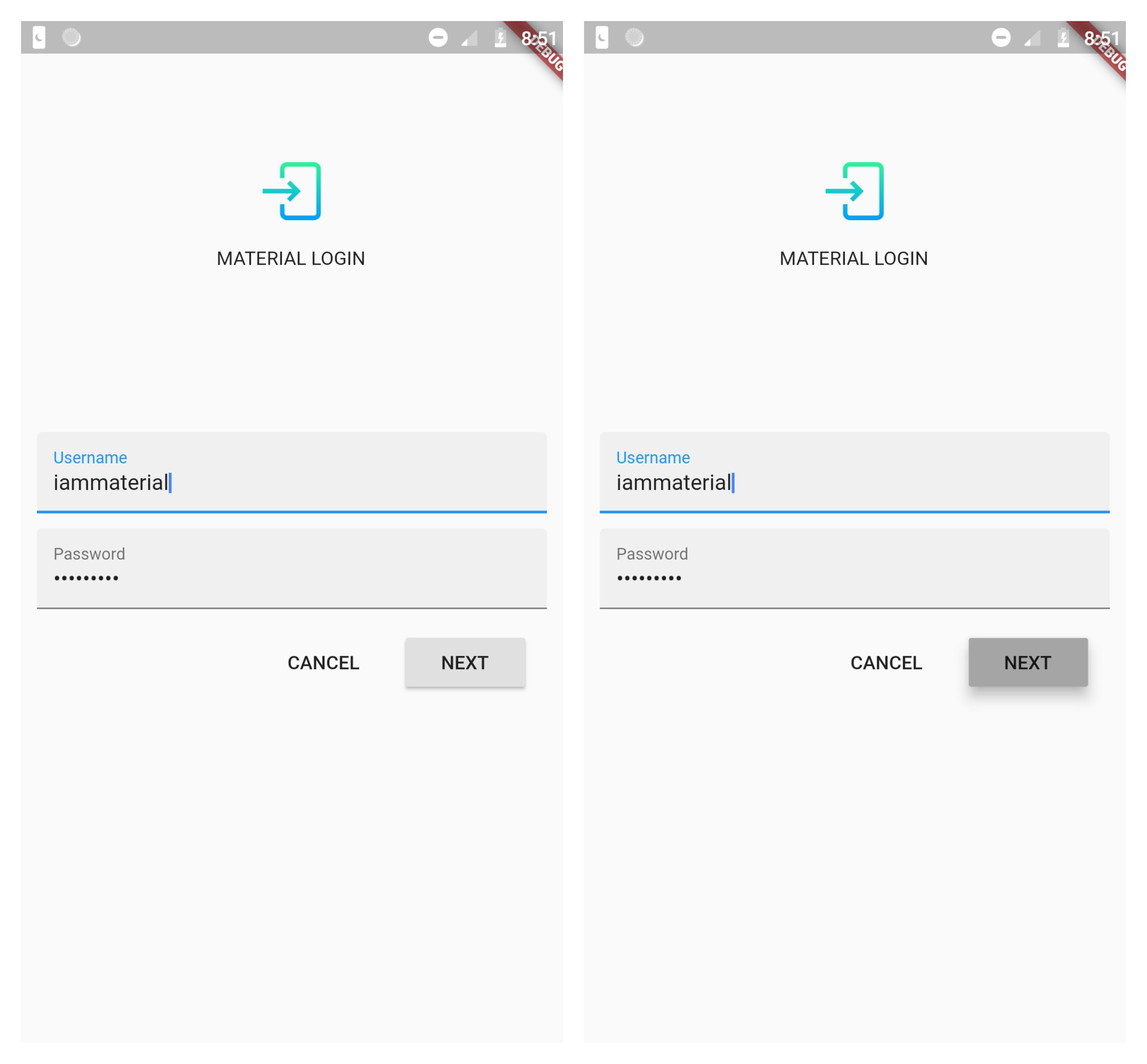 For the first part of the series, this will be the output. Left: Initial UI. Right: UI change while pressing the “NEXT” button.