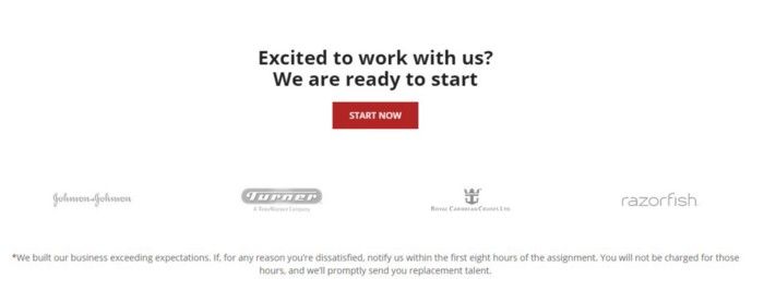 Icreative’s page includes logos from other companies. Doesn’t even mention if they’re past clients or what relationship they have. They’re just there… and it STILL manages to generate trust.