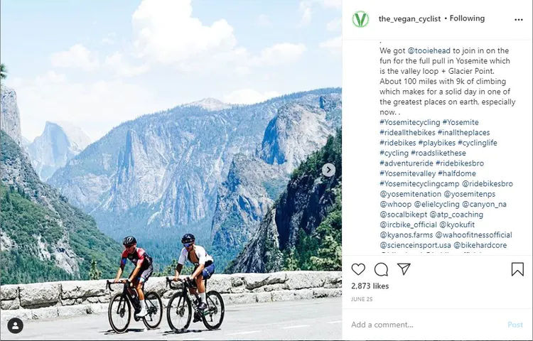 (Image showing @the_vegan_cyclist collaborating with @tooiehead)