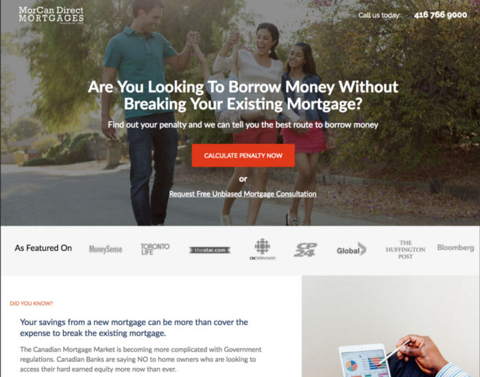 Morcan Direct’s Morgage landing page