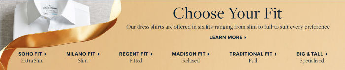 Brooks Brothers shirt fit banner.