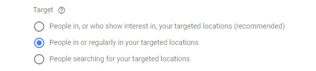 Source: Author. Click ‘People in or regularly in your targeted locations’.