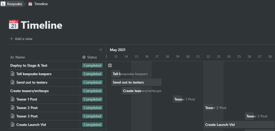 Notion's pretty good for timelining and organizing ideas