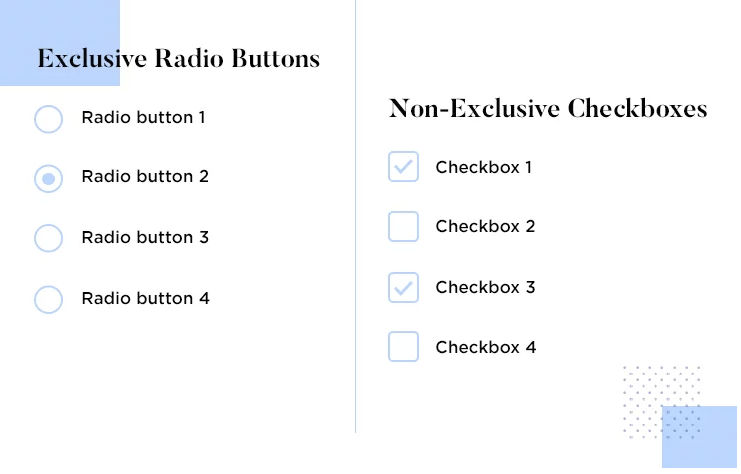 The  design should follow with users’ mental modal and conceptual model. A  simple example is the radio button is for a single selection, the  checkbox is for multiple selections. Source by https://www.justinmind.com/blog/mental-models/
