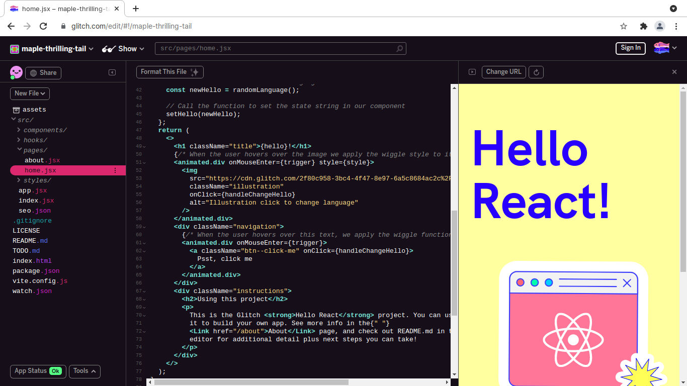 Glitch code editor