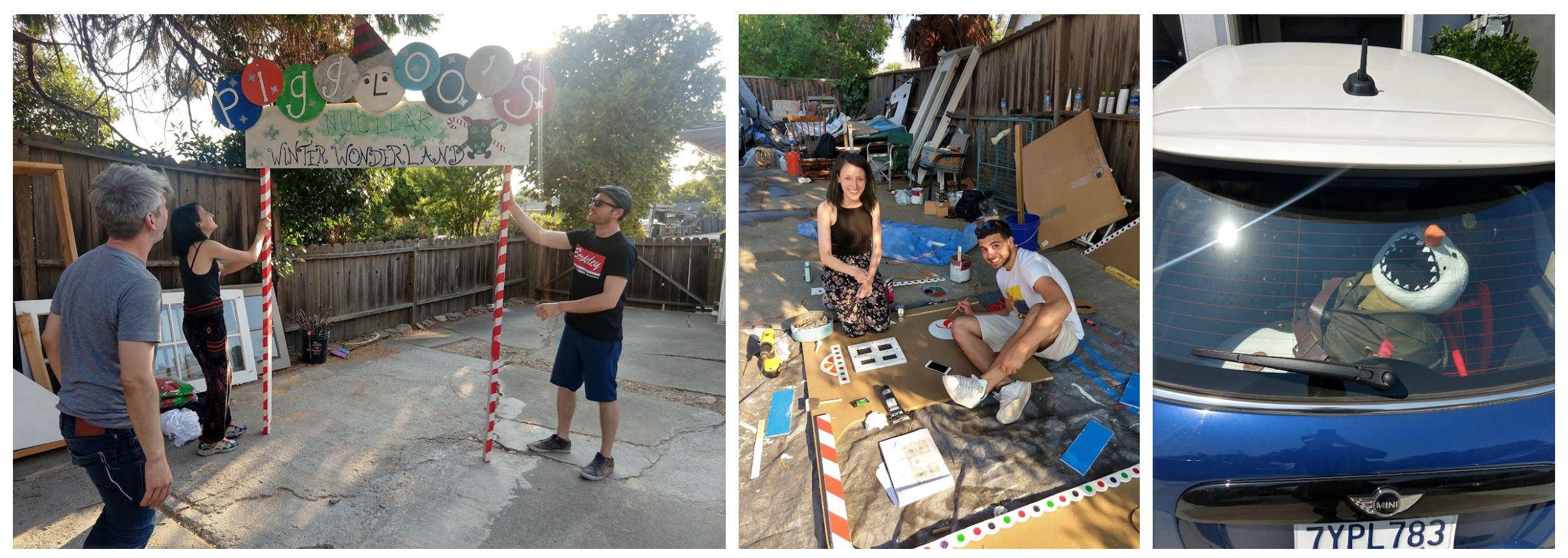 Us making things for the pure joy of creation; making a sign, a gingerbread house, and a scary soviet snowman.