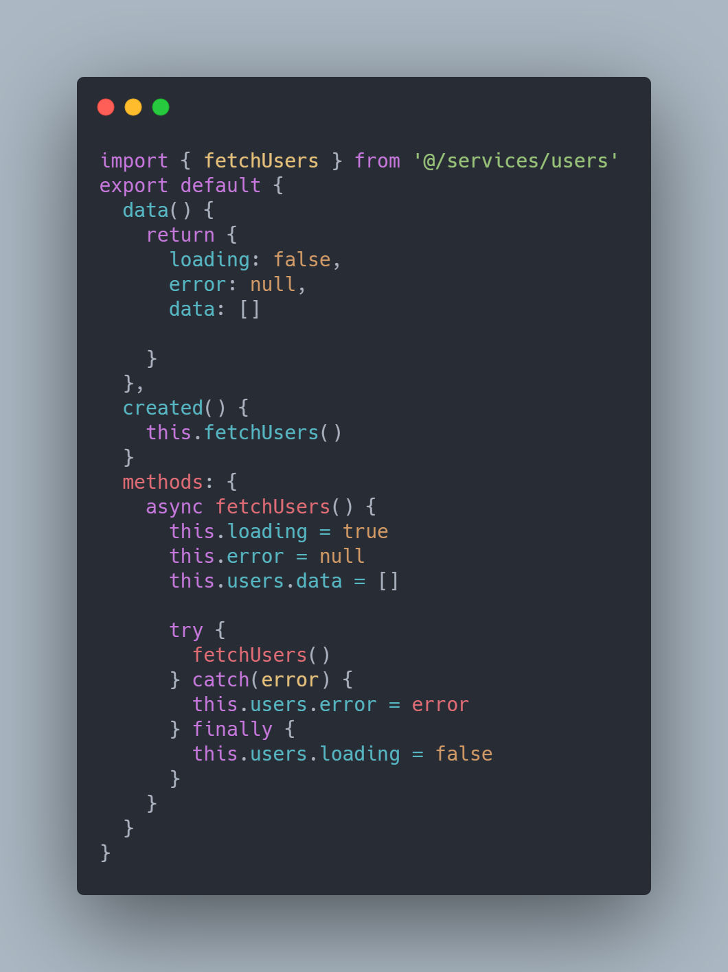 Users Fetcher component script