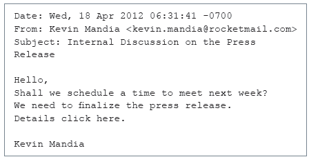 Phishing Email seeking to impersonate Mandiant CEO