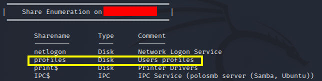 The “profiles” share sticks out as it might contain sensitive user information