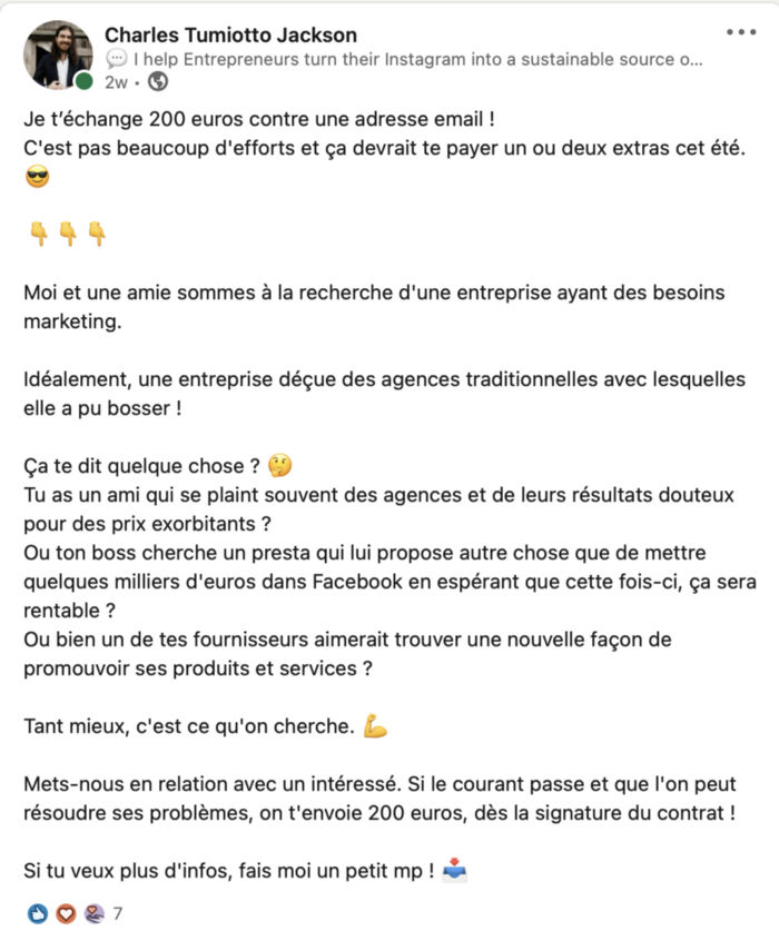 Original LinkedIn post I published (translation below)