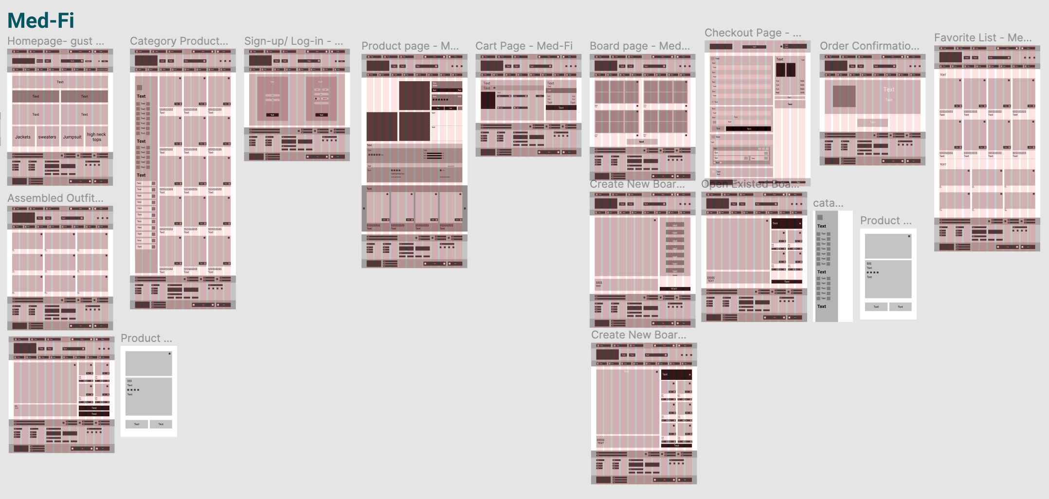 Med-fi wireframes