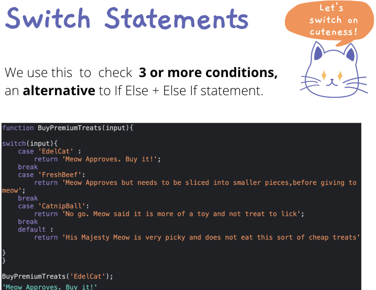 Conditionals In JavaScript, Meow! - Erica Madebeykin | Tealfeed